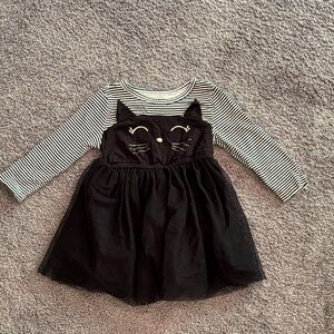 Carter's Black and White Striped Cat Dress